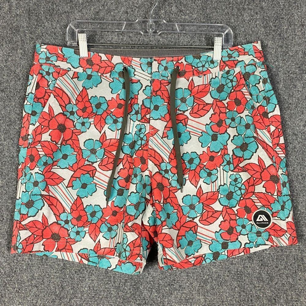 Allyance Board Shorts Men's Size 36 Hawaiian Floral Nylon Blend Adults‎